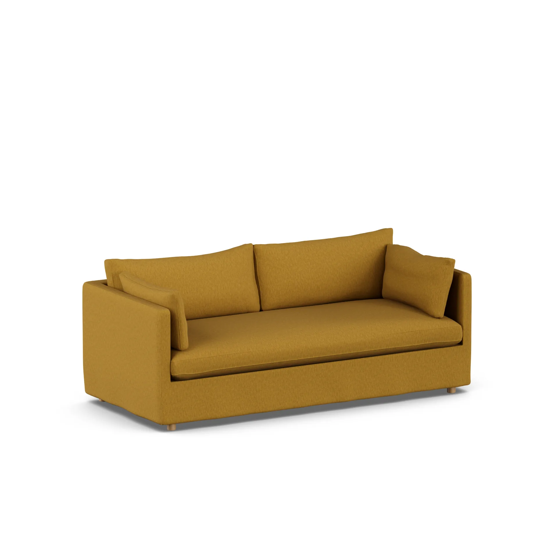 Linnevik Sofa, Luiza Mustard 3972-Eiche weiß geölt, 3-sitzig, mit Volant 1898