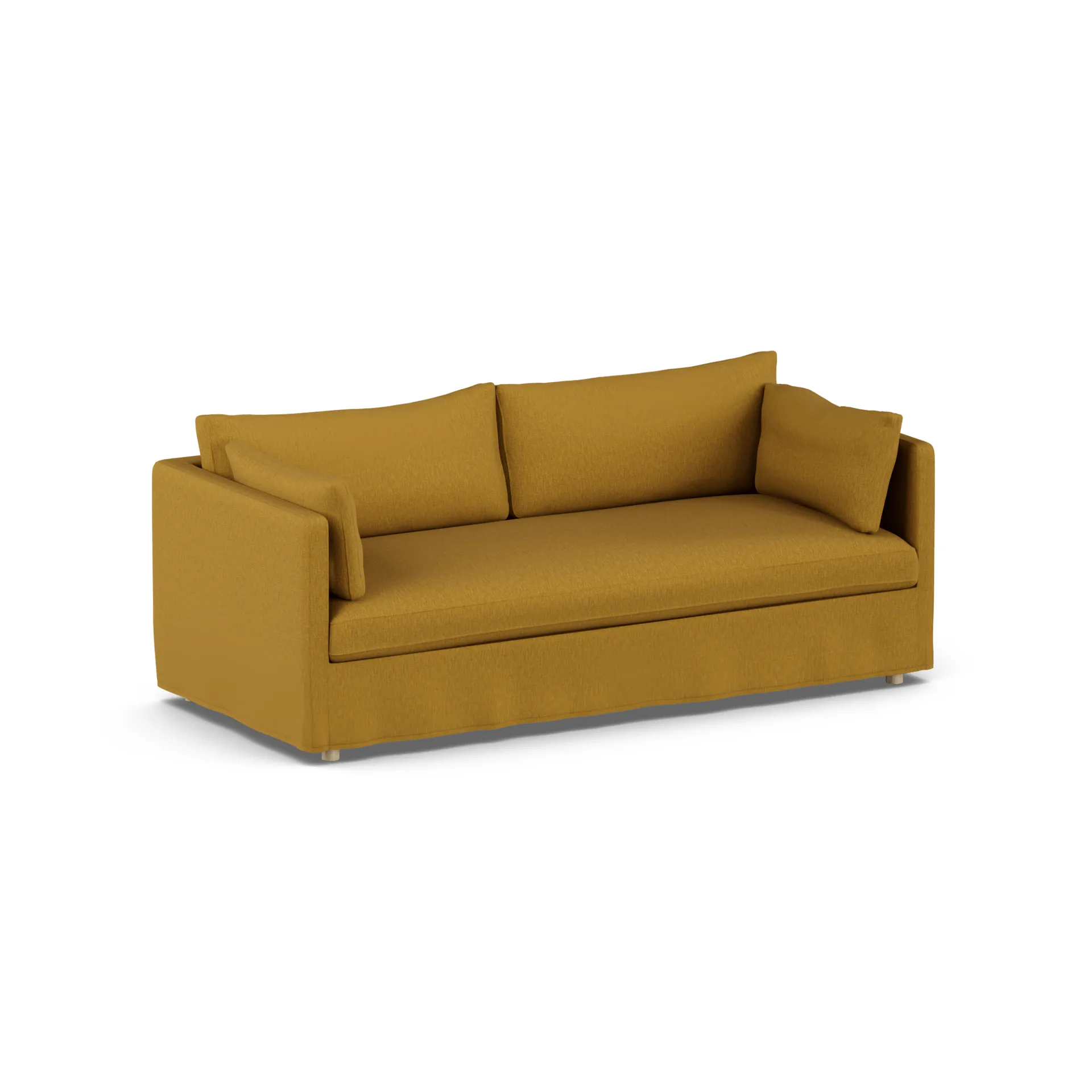 Linnevik Sofa, Luiza Mustard 3972-Eiche weiß geölt, 3-sitzig, mit Volant 1898