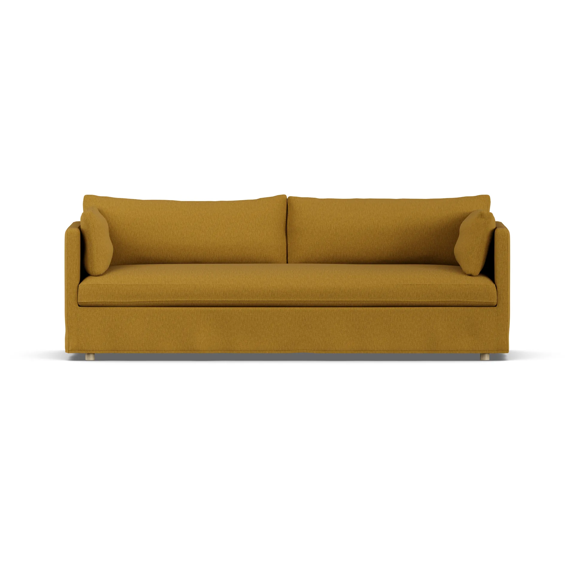 Linnevik Sofa, Luiza Mustard 3972-Eiche weiß geölt, 4-sitzig, mit Volant 1898