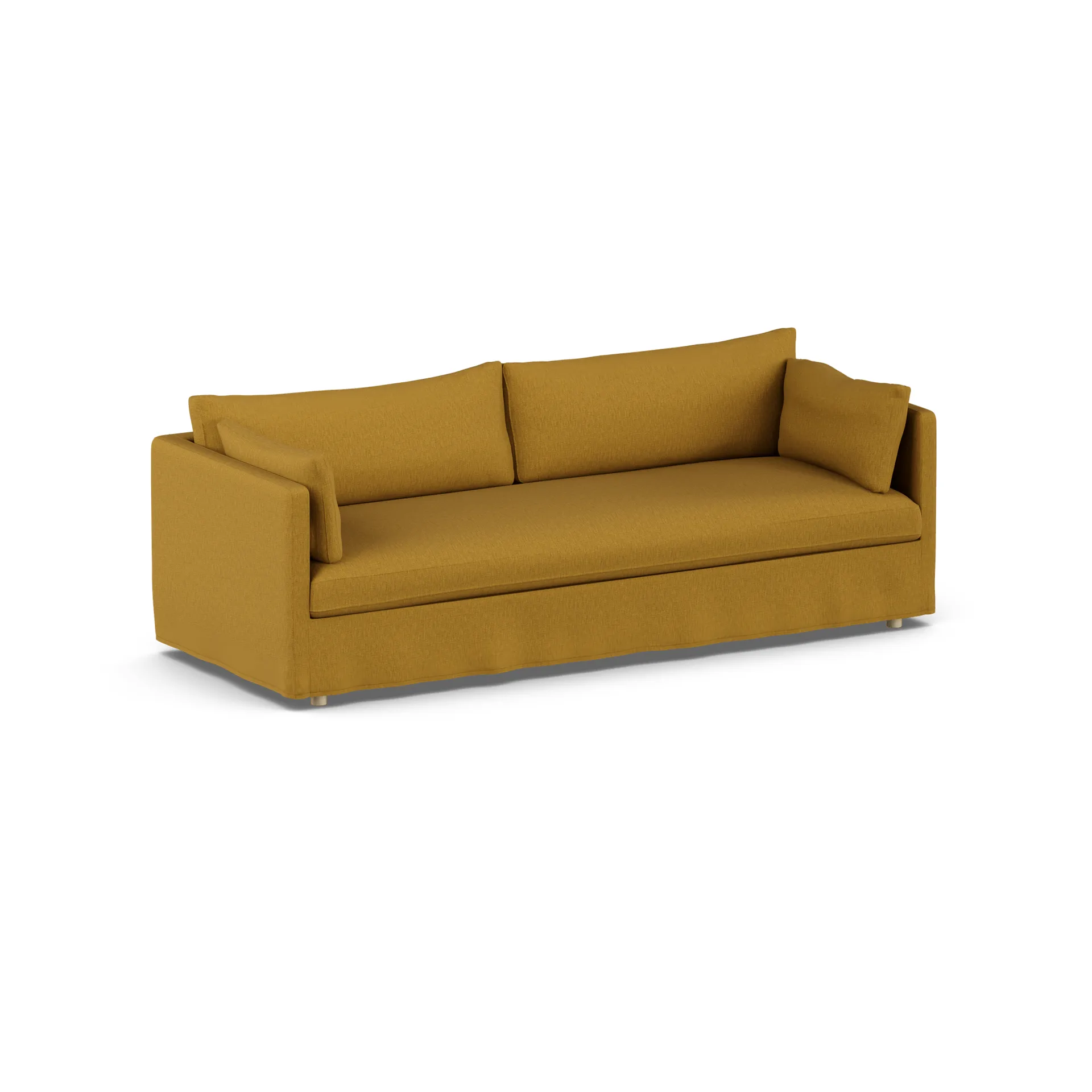 Linnevik Sofa, Luiza Mustard 3972-Eiche weiß geölt, 4-sitzig, mit Volant 1898