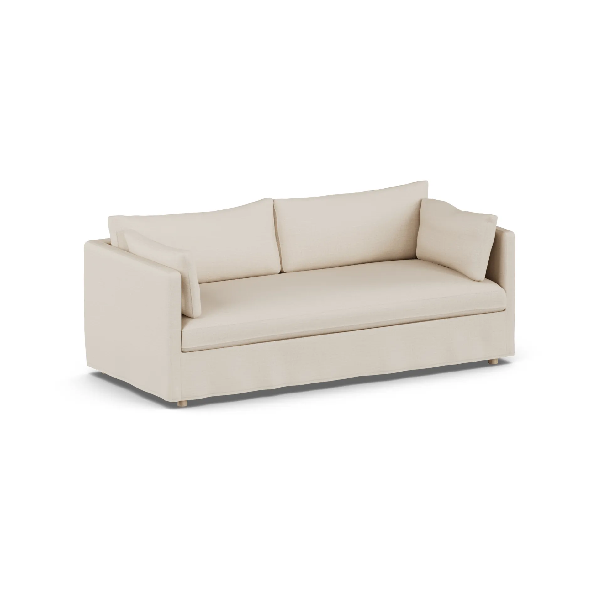 Linnevik Sofa, Same Beige 6670-Eiche weiß geölt, 3-sitzig, mit Volant 1898
