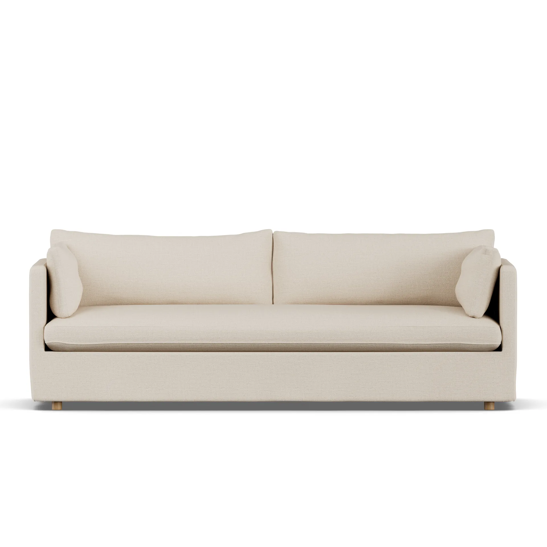 Linnevik Sofa, Same Beige 6670-Eiche weiß geölt, 4-sitzig, mit Volant 1898