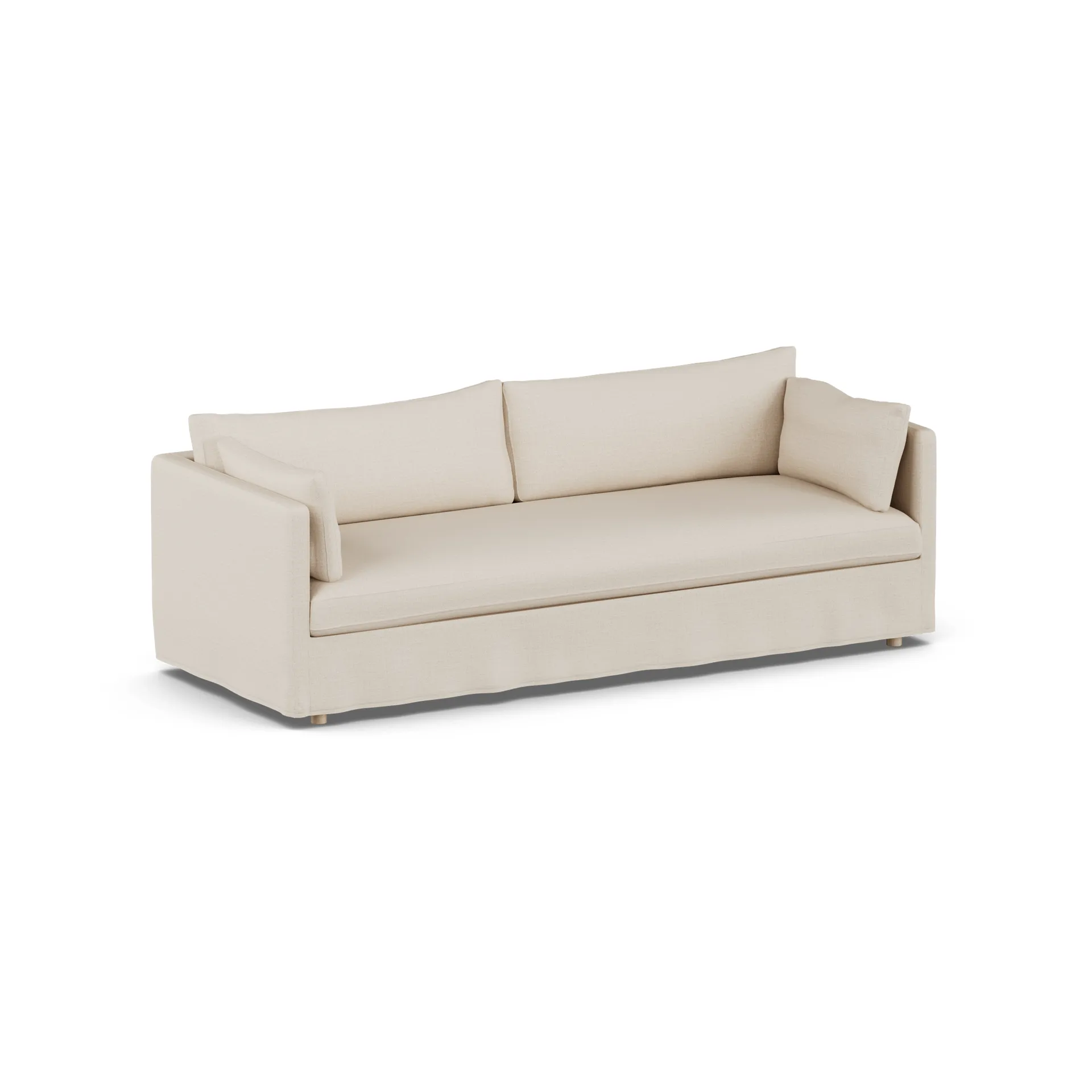 Linnevik Sofa, Same Beige 6670-Eiche weiß geölt, 4-sitzig, mit Volant 1898