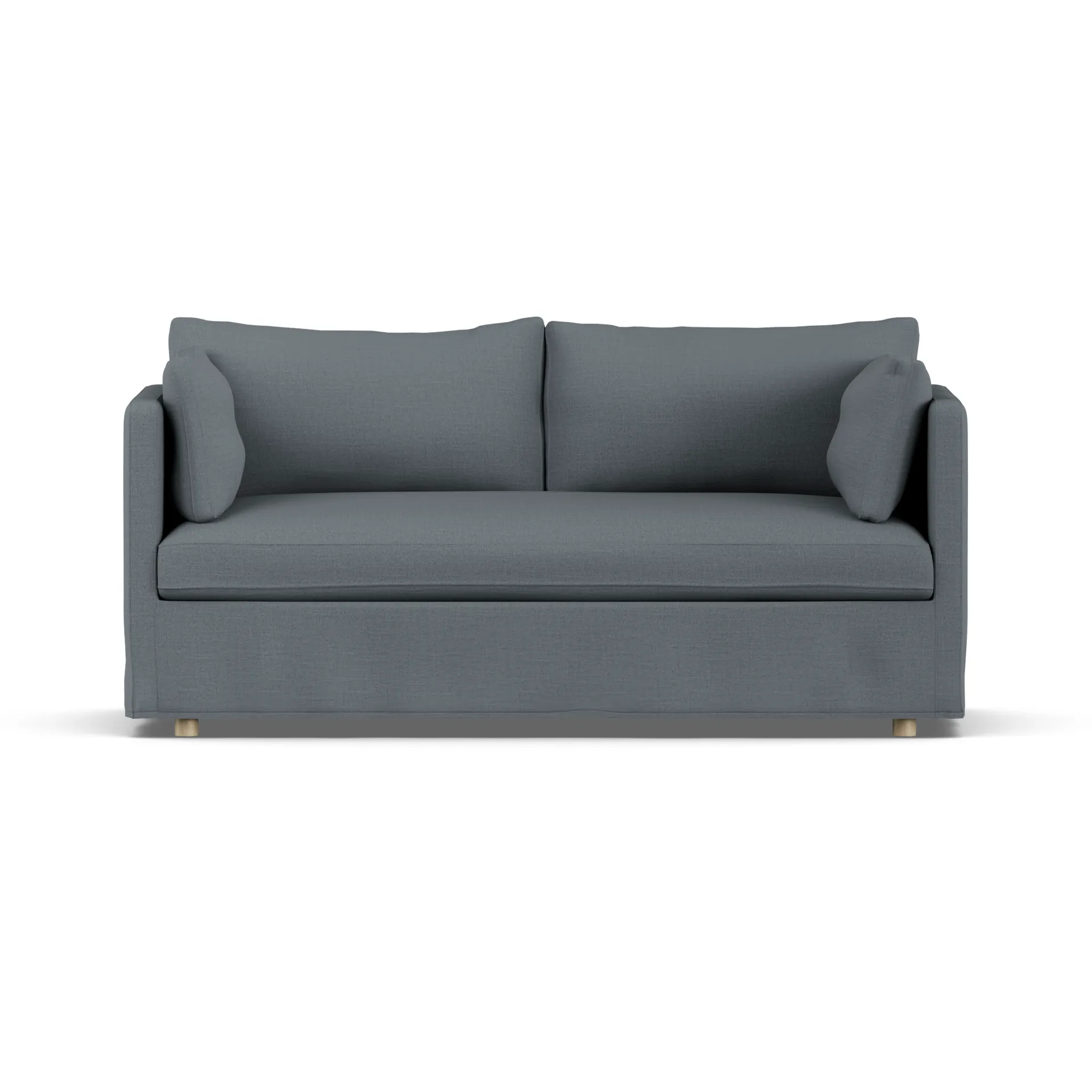 Linnevik Sofa, Same Blue 6678-Eiche weiß geölt, 2-sitzig, mit Volant 1898