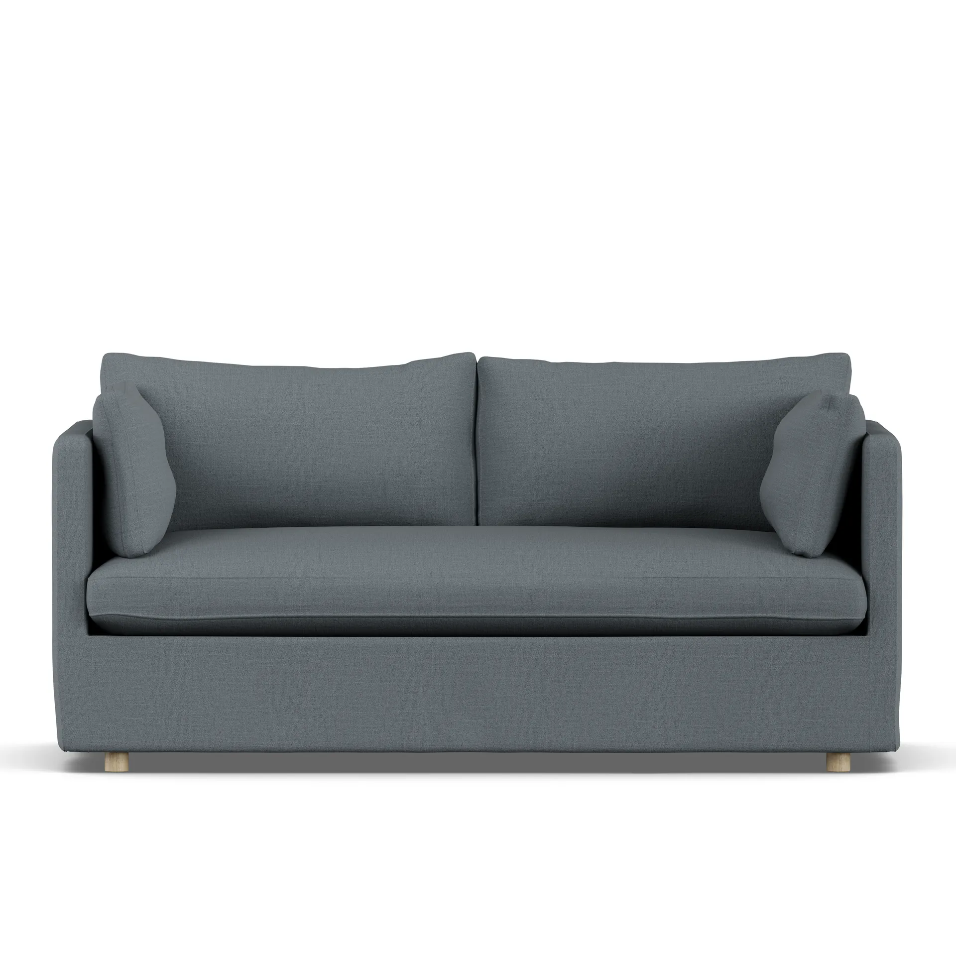 Linnevik Sofa, Same Blue 6678-Eiche weiß geölt, 2-sitzig, mit Volant 1898