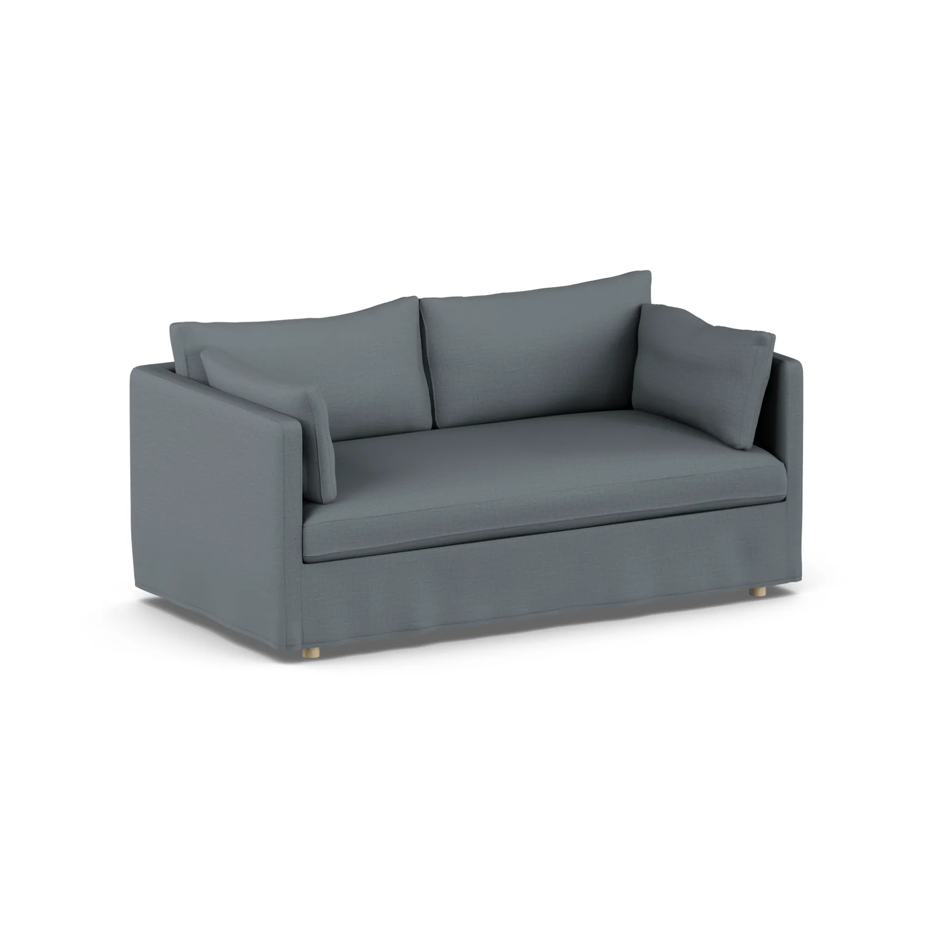 Linnevik Sofa, Same Blue 6678-Eiche weiß geölt, 2-sitzig, mit Volant 1898