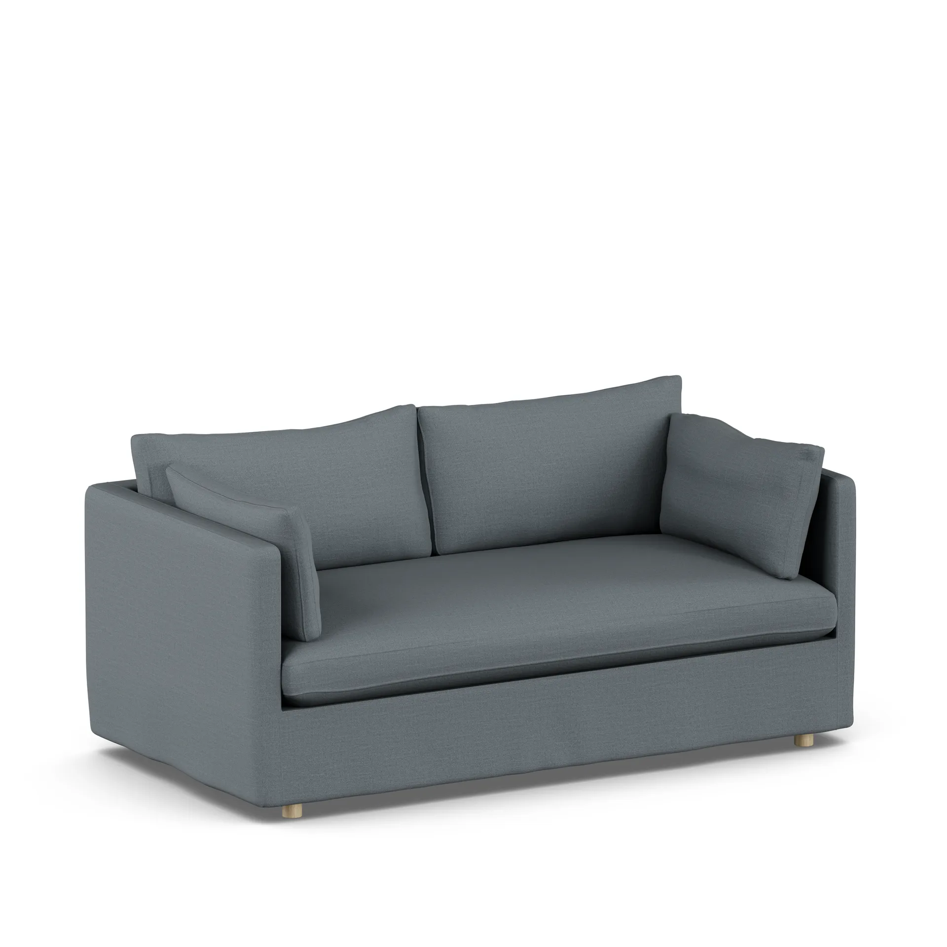 Linnevik Sofa, Same Blue 6678-Eiche weiß geölt, 2-sitzig, mit Volant 1898