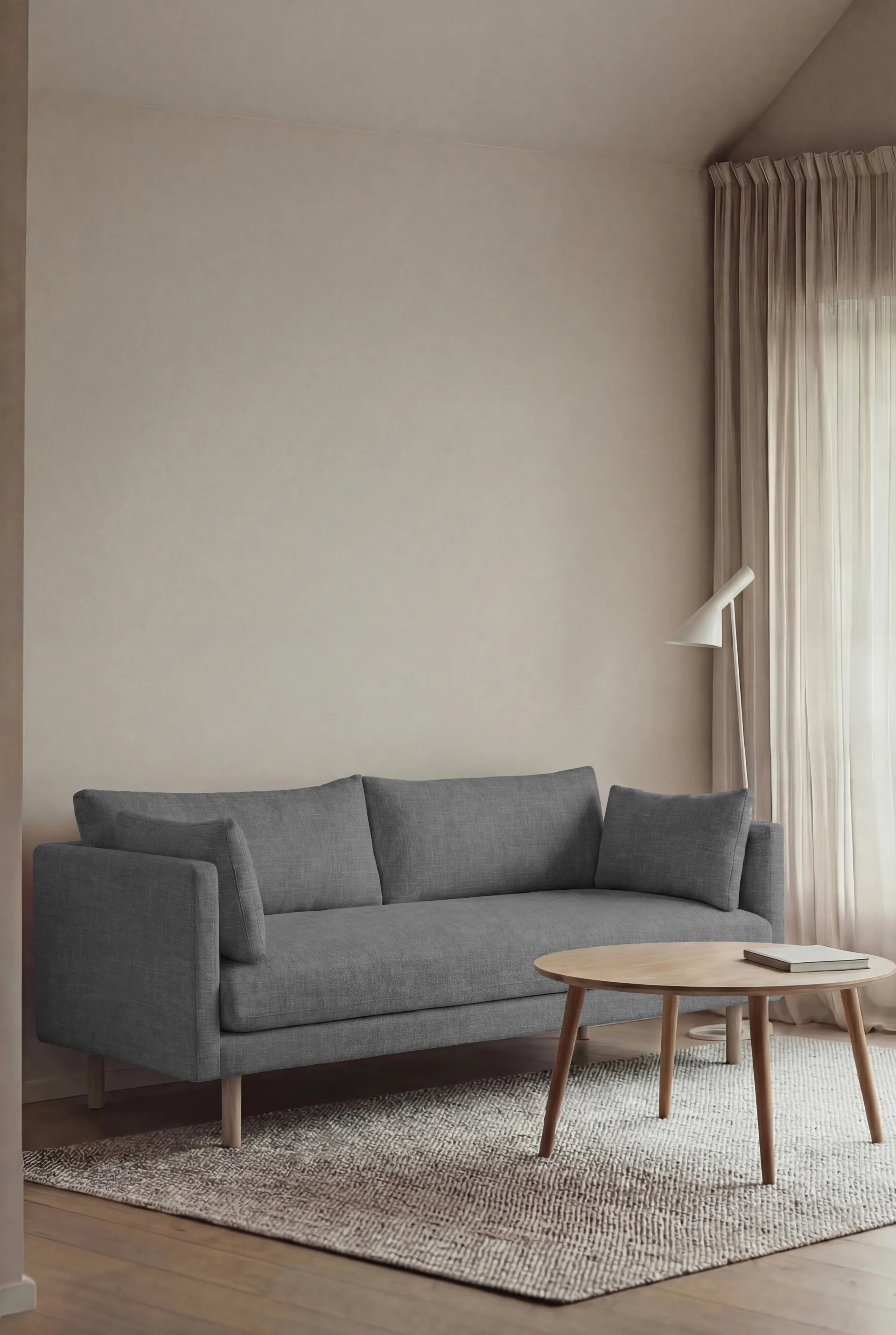 Linnevik Sofa, Same Blue 6678-Eiche weiß geölt, 2-sitzig, ohne Volant 1898