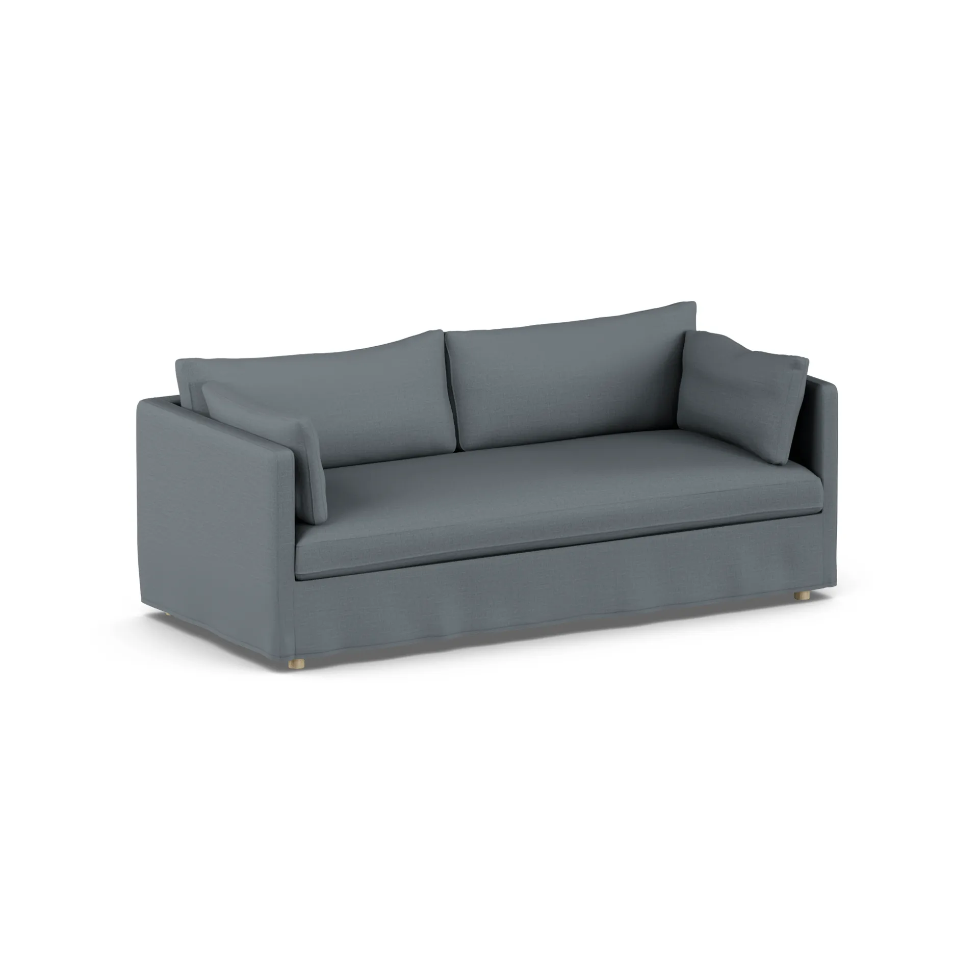 Linnevik Sofa, Same Blue 6678-Eiche weiß geölt, 3-sitzig, mit Volant 1898