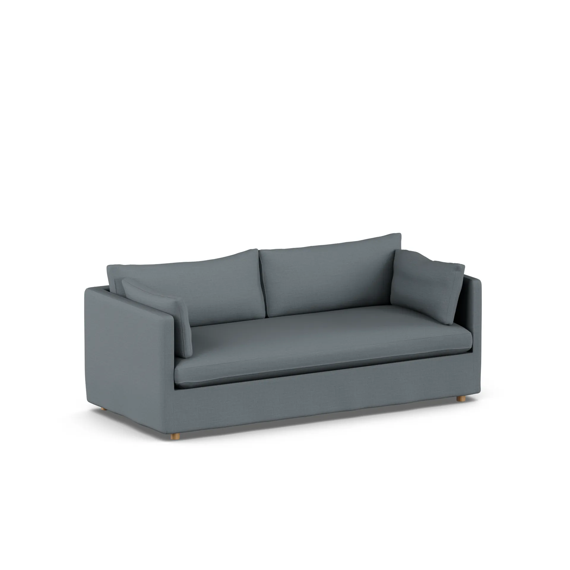 Linnevik Sofa, Same Blue 6678-Eiche weiß geölt, 3-sitzig, mit Volant 1898