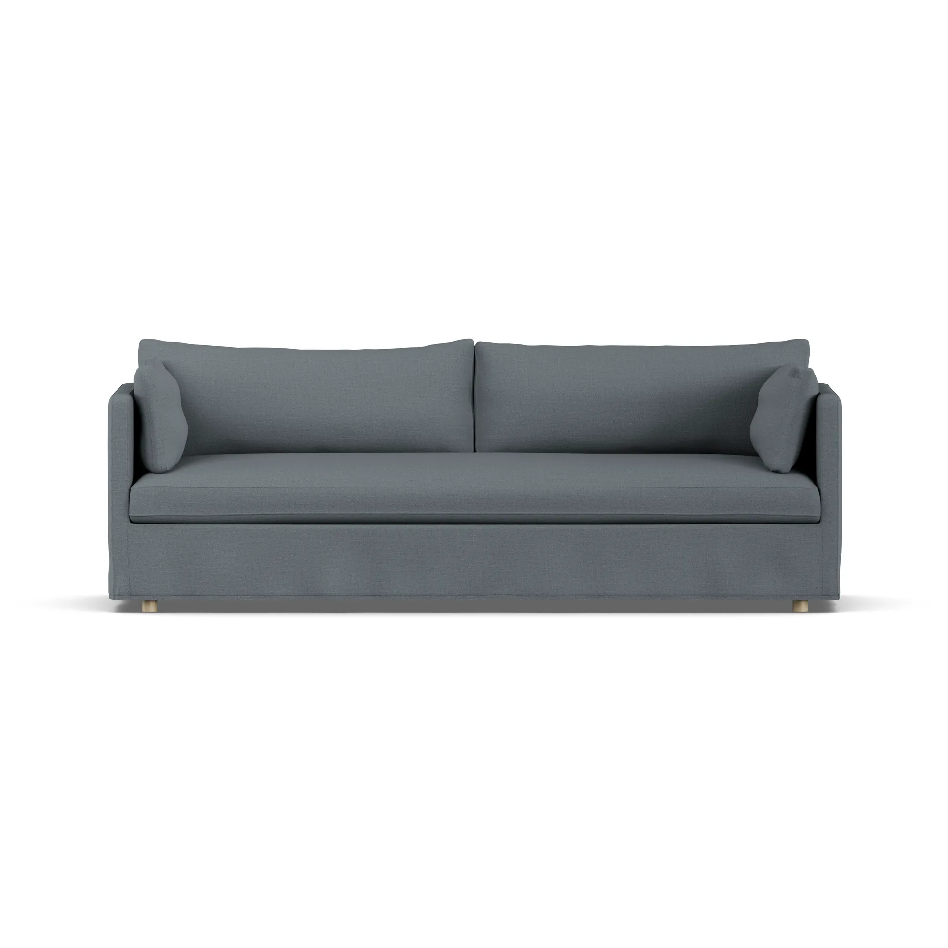 Linnevik Sofa, Same Blue 6678-Eiche weiß geölt, 4-sitzig, mit Volant 1898
