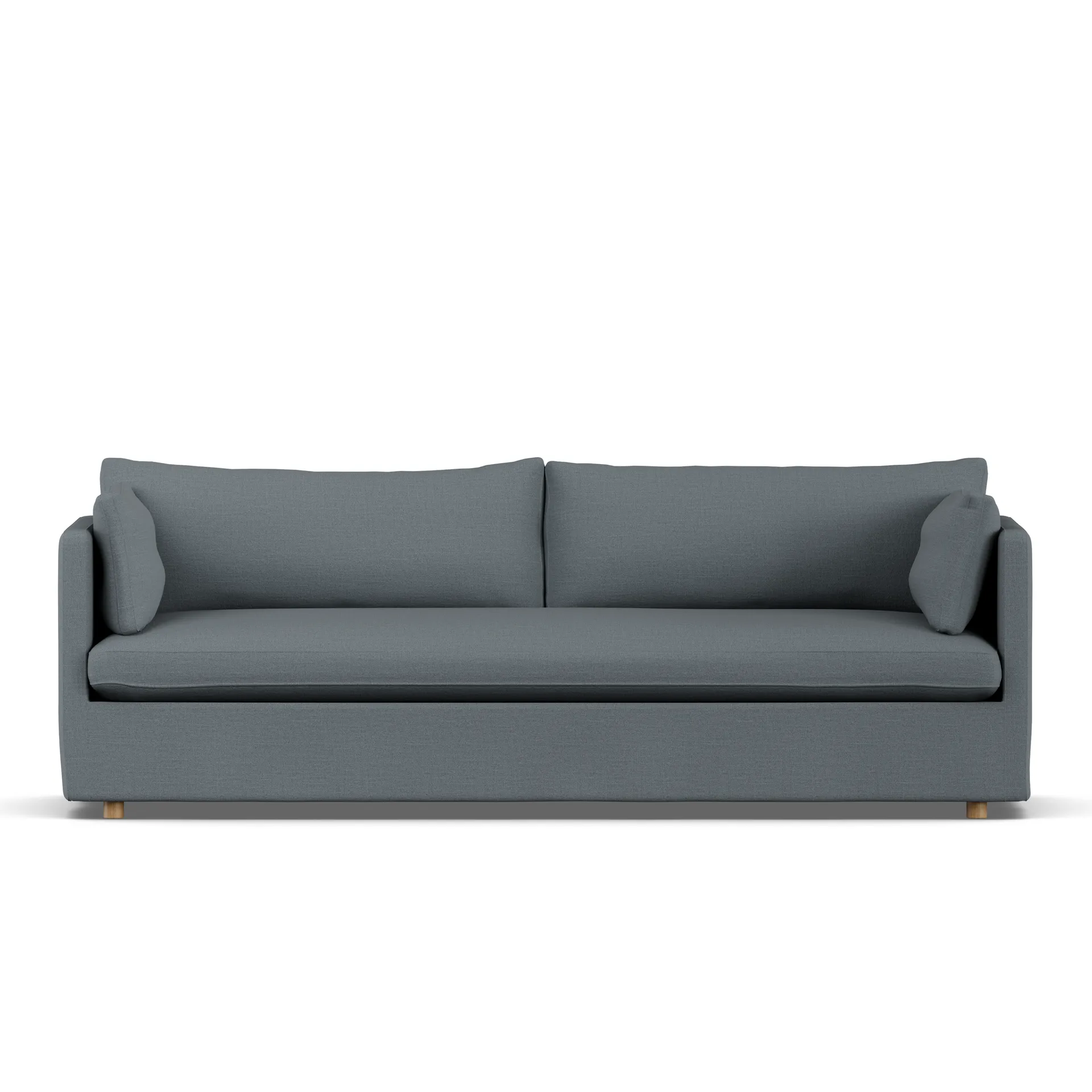 Linnevik Sofa, Same Blue 6678-Eiche weiß geölt, 4-sitzig, mit Volant 1898