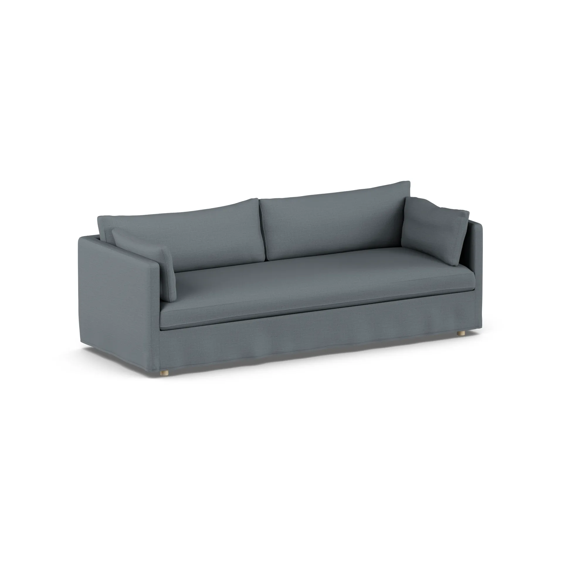 Linnevik Sofa, Same Blue 6678-Eiche weiß geölt, 4-sitzig, mit Volant 1898