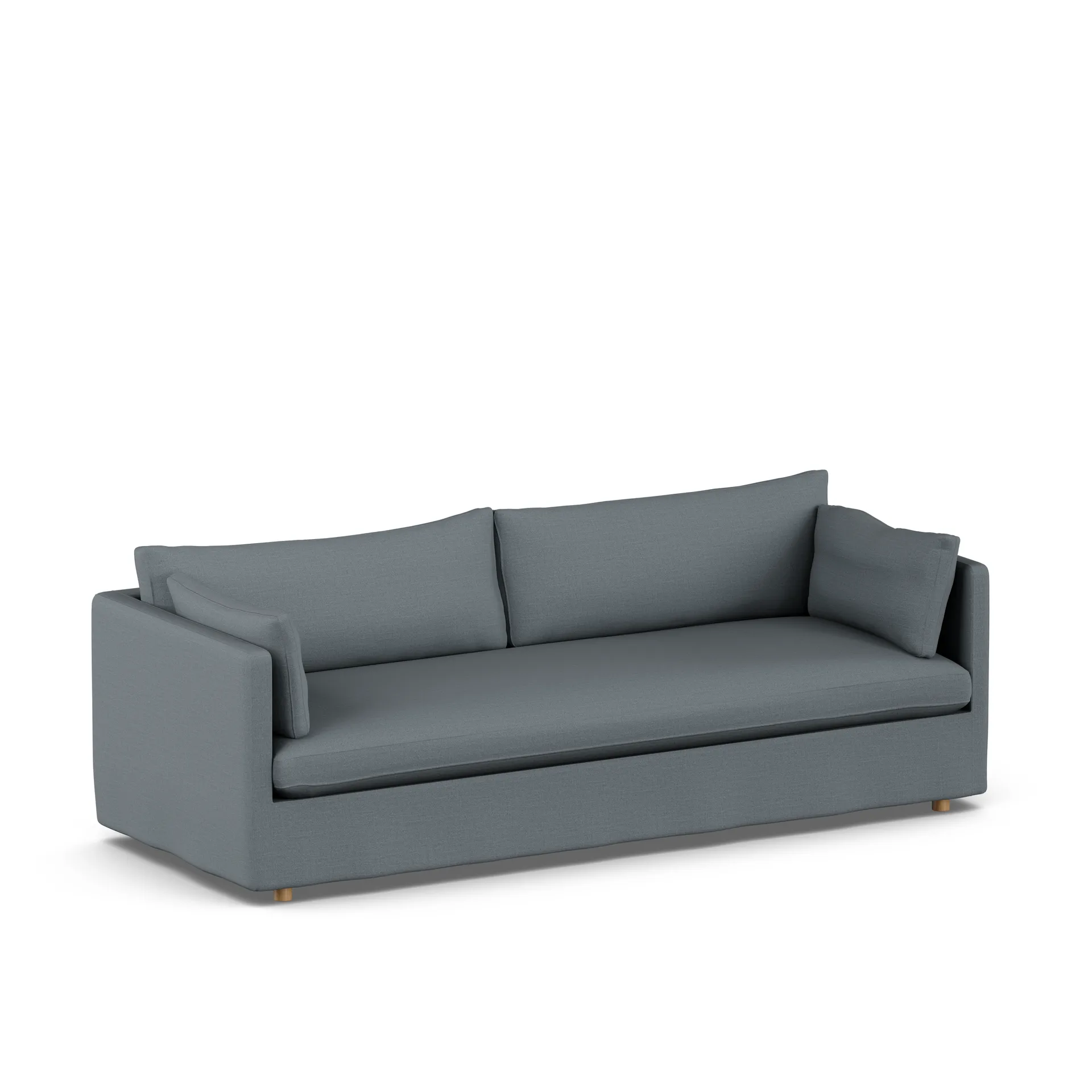 Linnevik Sofa, Same Blue 6678-Eiche weiß geölt, 4-sitzig, mit Volant 1898