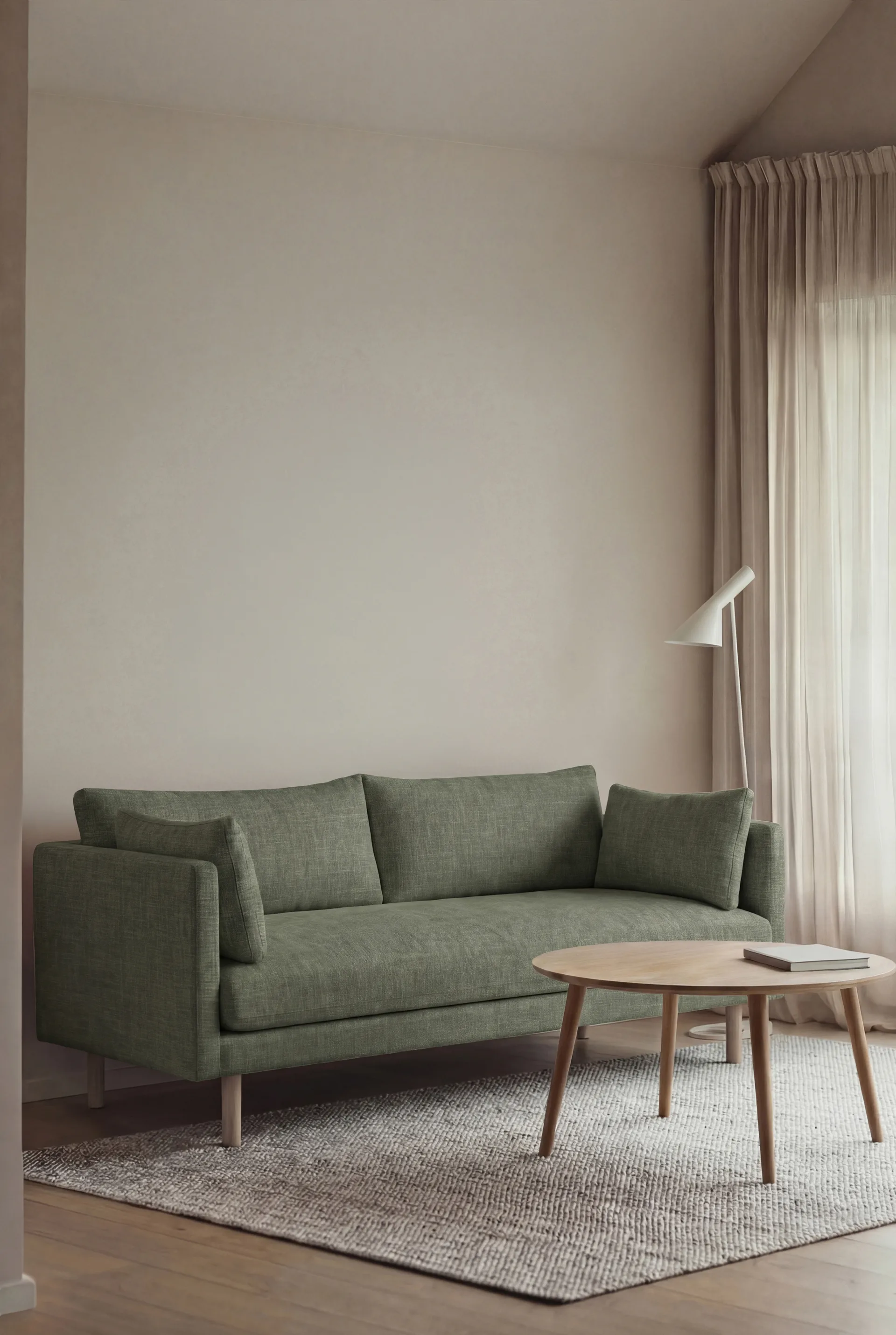 Linnevik Sofa, Same Forest 6677-Eiche weiß geölt, 2-sitzig, ohne Volant 1898