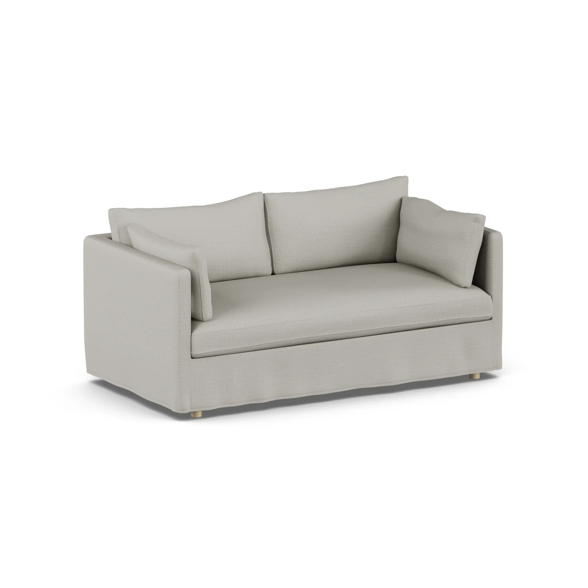 Linnevik Sofa, Same Grey 6673-Eiche weiß geölt, 2-sitzig, mit Volant 1898