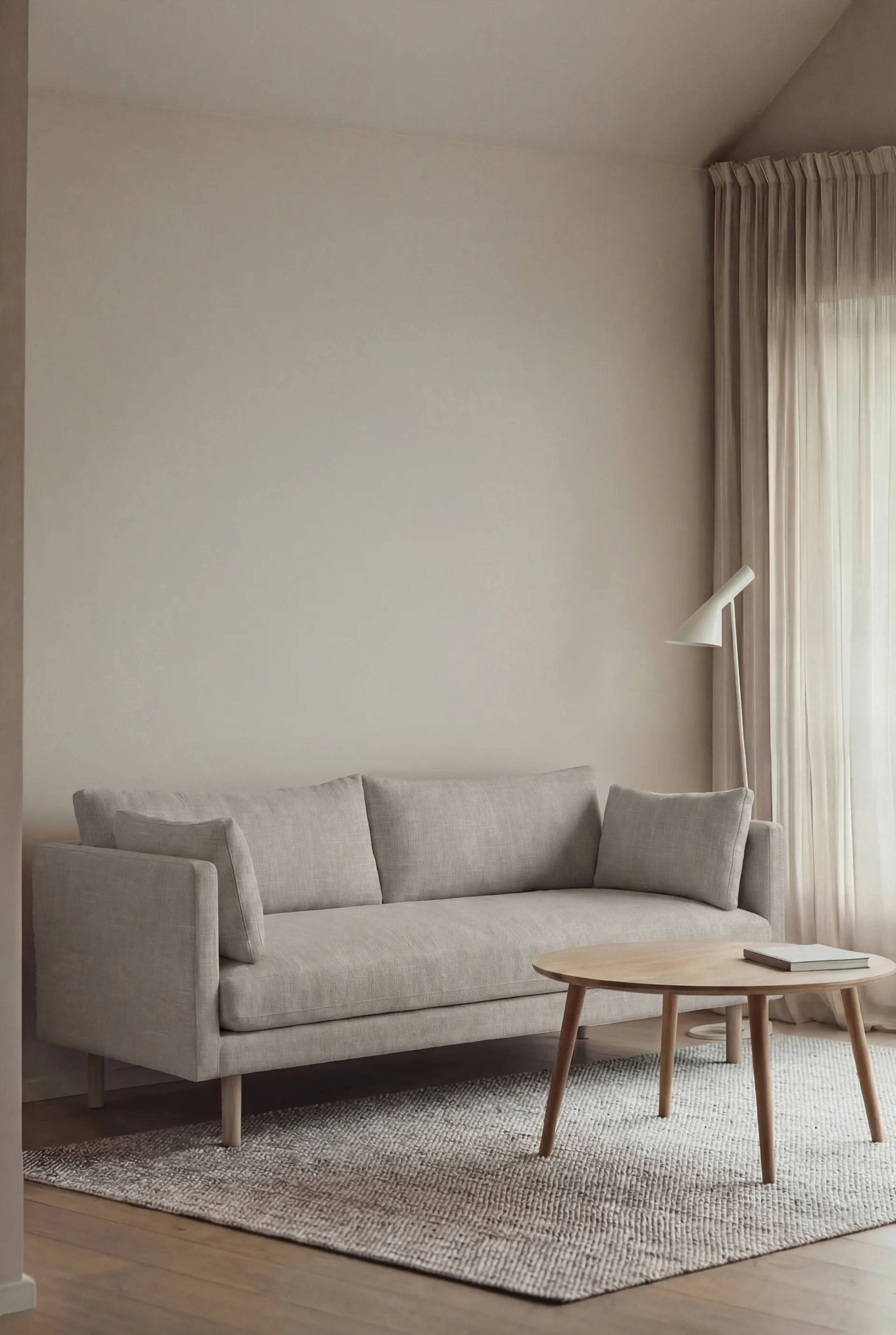 Linnevik Sofa, Same Grey 6673-Eiche weiß geölt, 2-sitzig, ohne Volant 1898