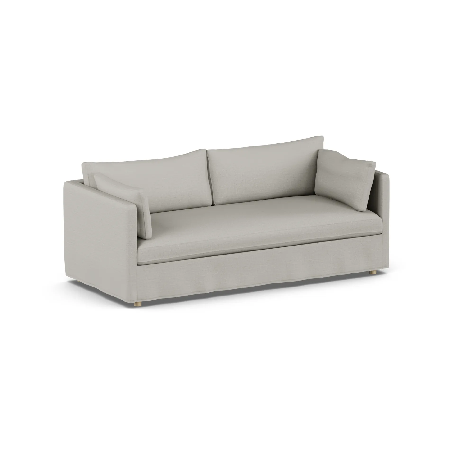Linnevik Sofa, Same Grey 6673-Eiche weiß geölt, 3-sitzig, mit Volant 1898