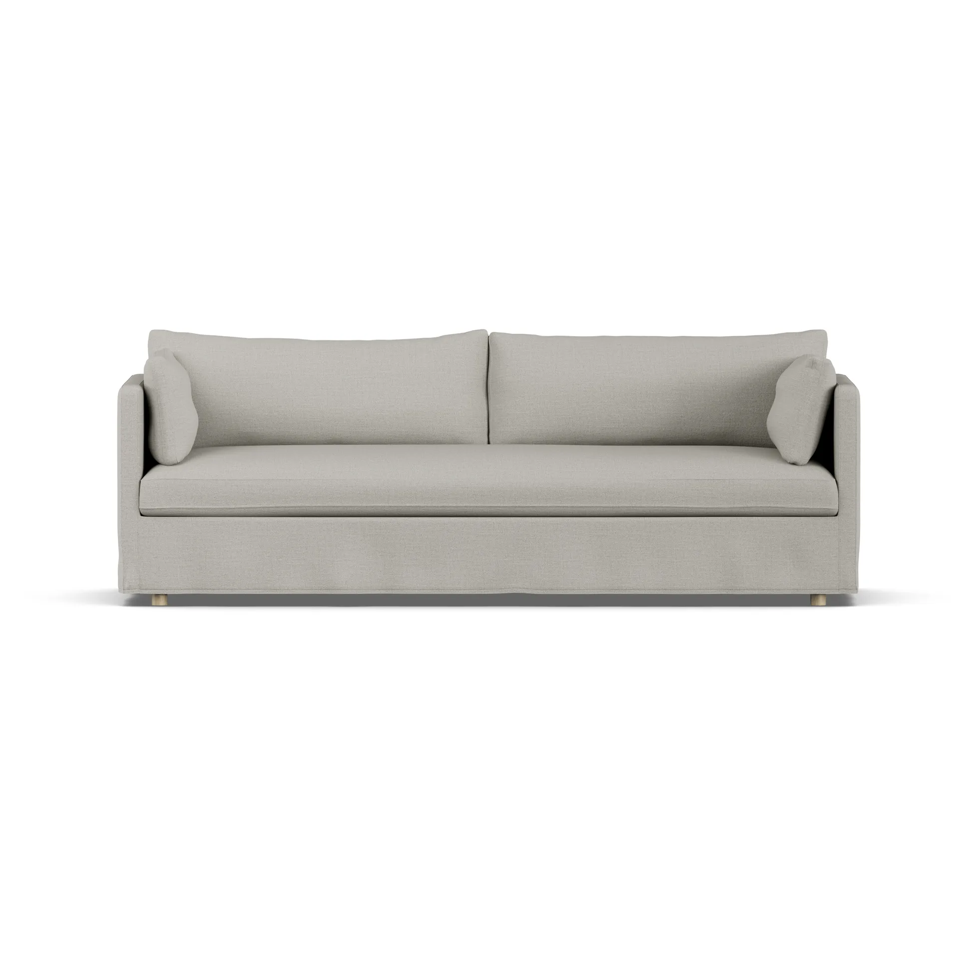 Linnevik Sofa, Same Grey 6673-Eiche weiß geölt, 4-sitzig, mit Volant 1898