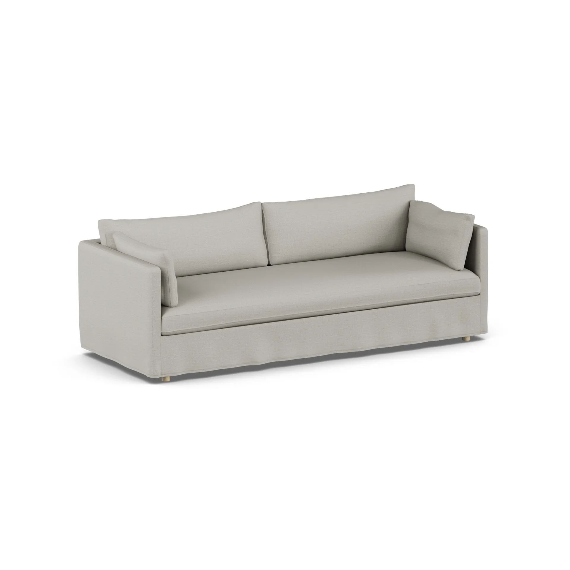 Linnevik Sofa, Same Grey 6673-Eiche weiß geölt, 4-sitzig, mit Volant 1898