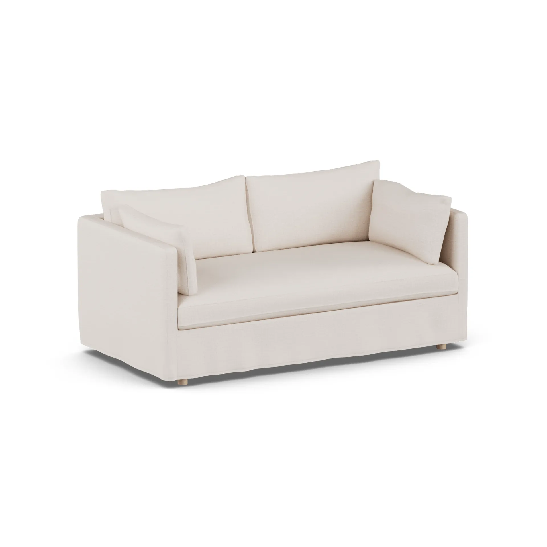 Linnevik Sofa, Same Off White 6671-Eiche weiß geölt, 2-sitzig, mit Volant 1898