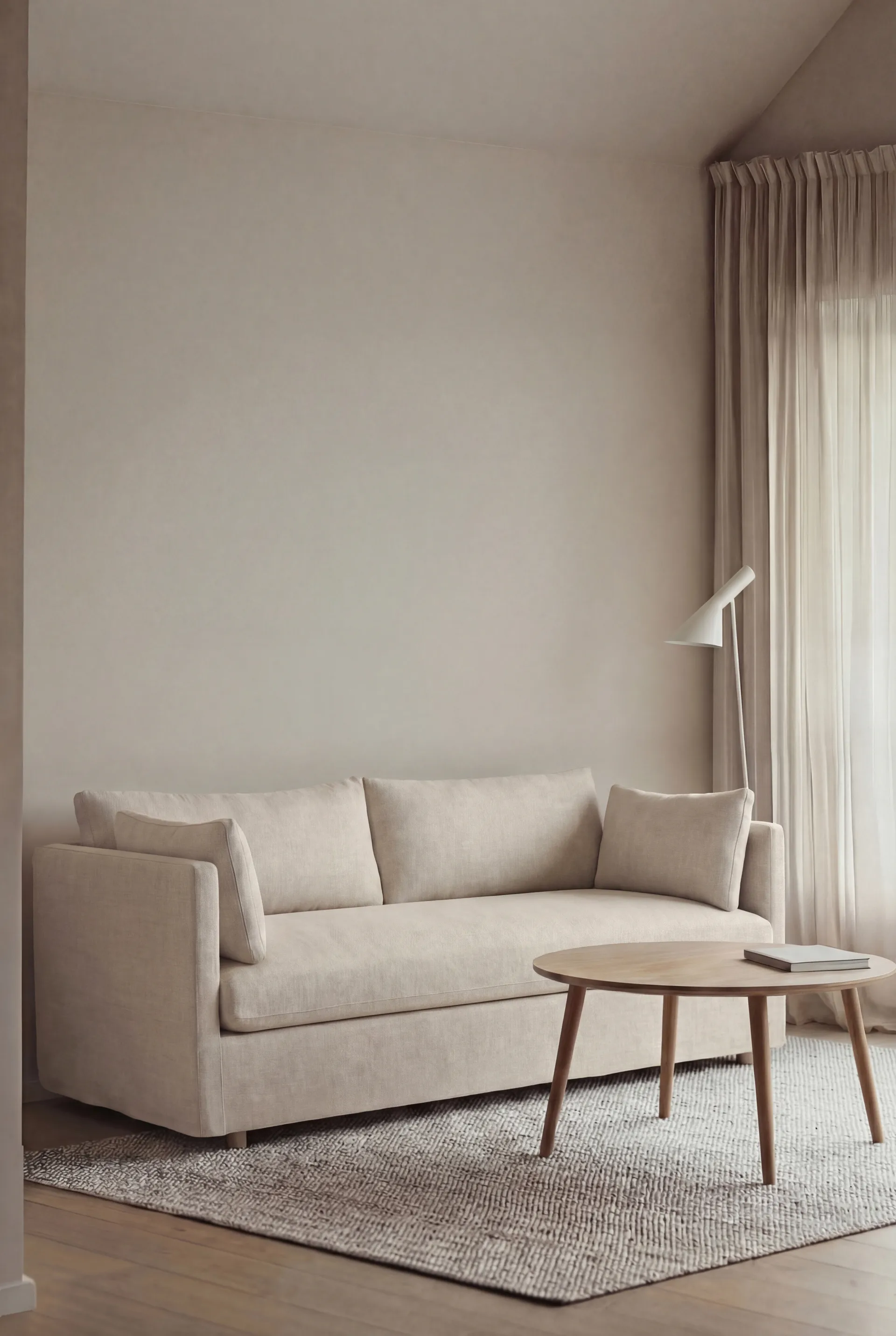 Linnevik Sofa, Same Off White 6671-Eiche weiß geölt, 2-sitzig, mit Volant 1898