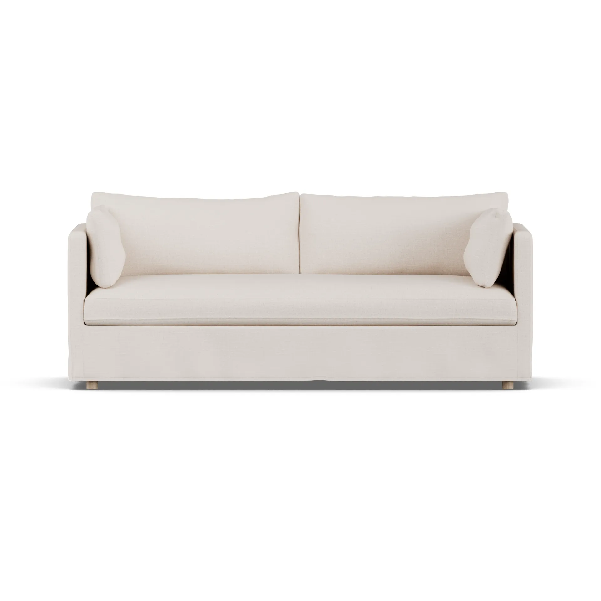Linnevik Sofa, Same Off White 6671-Eiche weiß geölt, 3-sitzig, mit Volant 1898