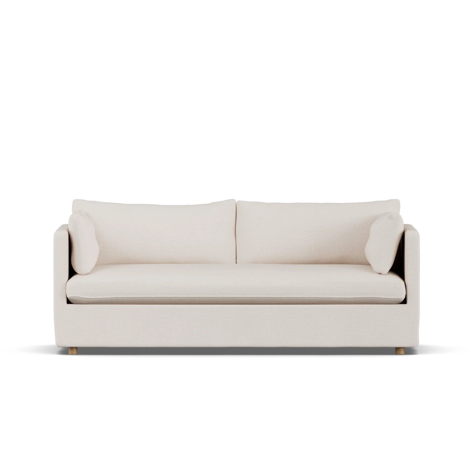 Linnevik Sofa, Same Off White 6671-Eiche weiß geölt, 3-sitzig, mit Volant 1898