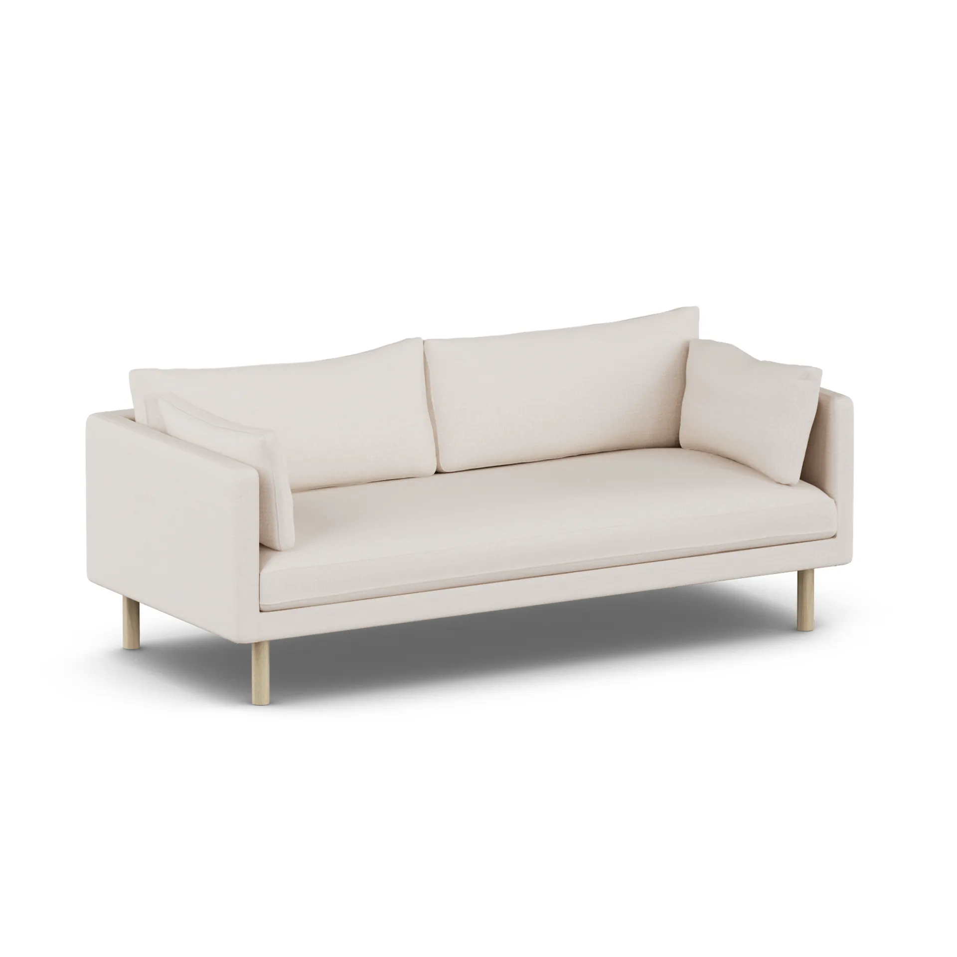Linnevik Sofa, Same Off White 6671-Eiche weiß geölt, 3-sitzig, ohne Volant 1898