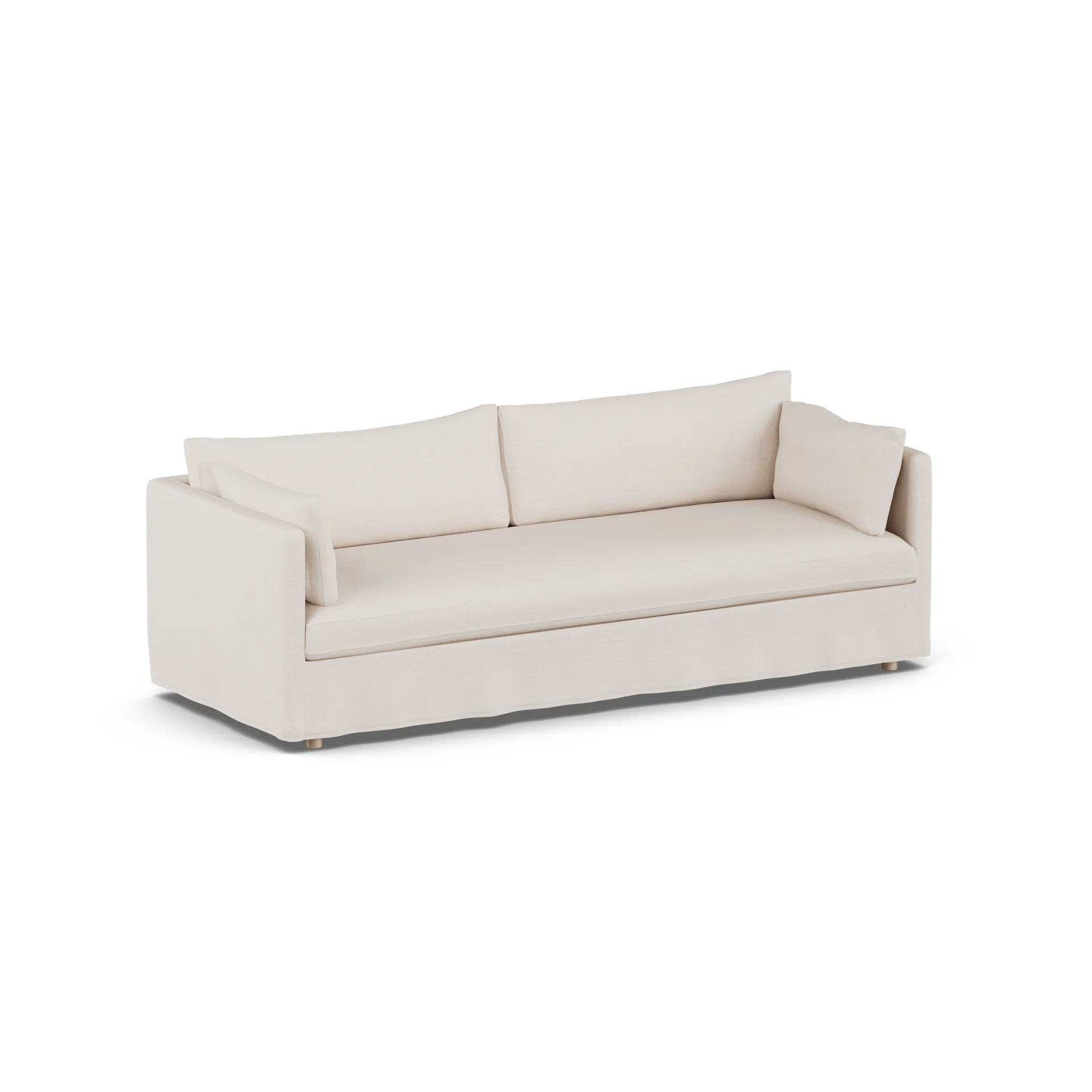 Linnevik Sofa, Same Off White 6671-Eiche weiß geölt, 4-sitzig, mit Volant 1898