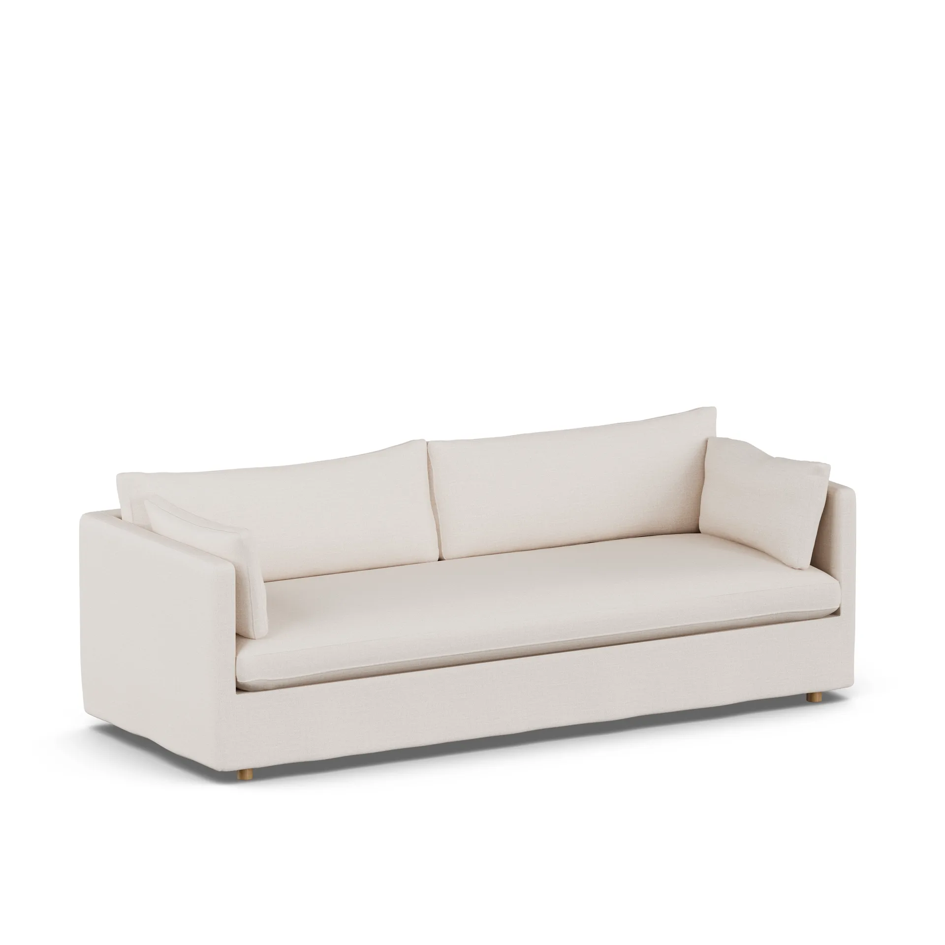 Linnevik Sofa, Same Off White 6671-Eiche weiß geölt, 4-sitzig, mit Volant 1898