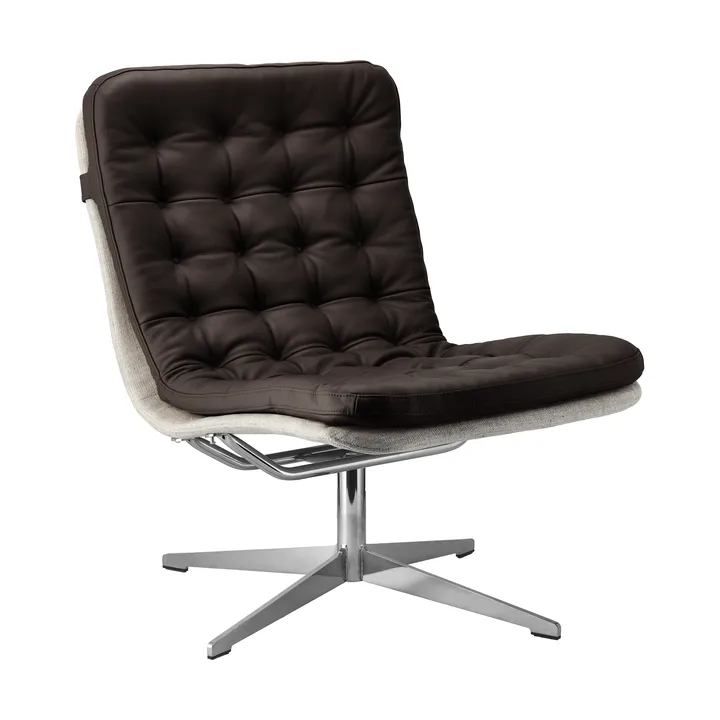 Loholm Sessel mit Drehfunktion - Dunkelbraunes Leder-Bern Beige 0341 - 1898