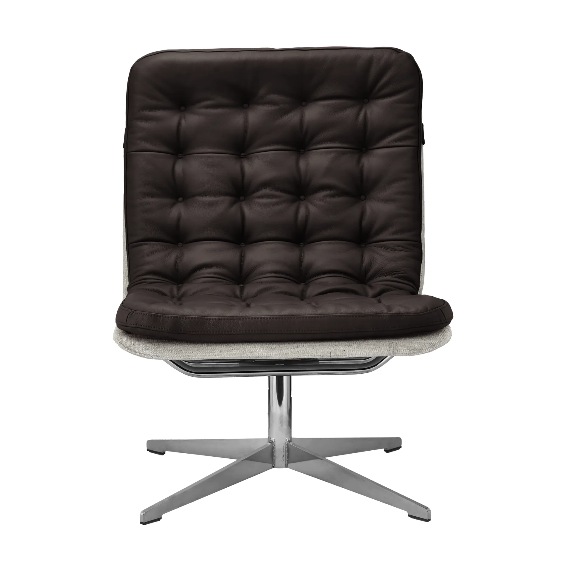 Loholm Sessel mit Drehfunktion, Dunkelbraunes Leder-Bern Beige 0341 1898
