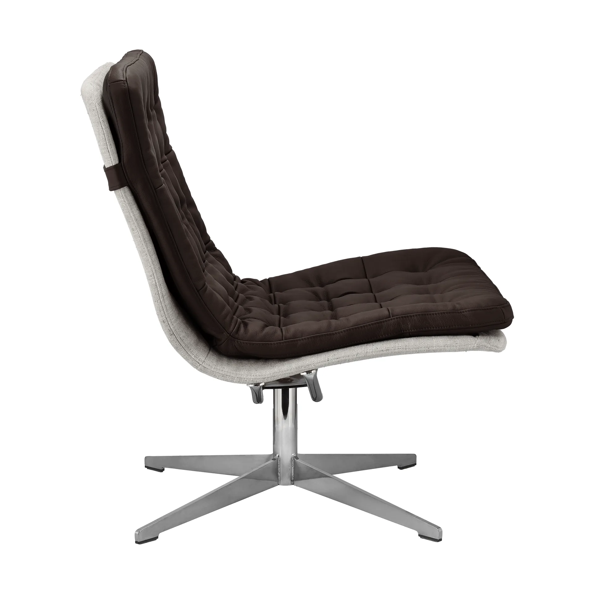 Loholm Sessel mit Drehfunktion, Dunkelbraunes Leder-Bern Beige 0341 1898