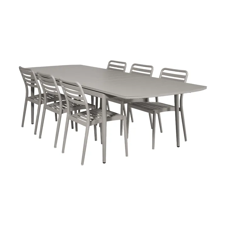 Marsala ausziehbarer Tisch 208–288 cm + 6 Stück Messina Stuhl, Taupe - 1898