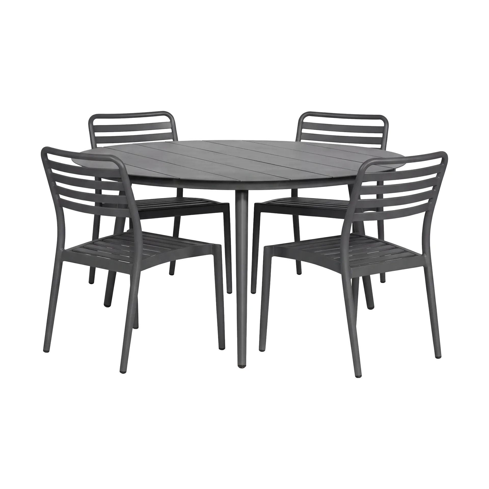 Marsala Esstisch Ø140 cm + 4 Stück Messina Stuhl, Anthracite,  1898