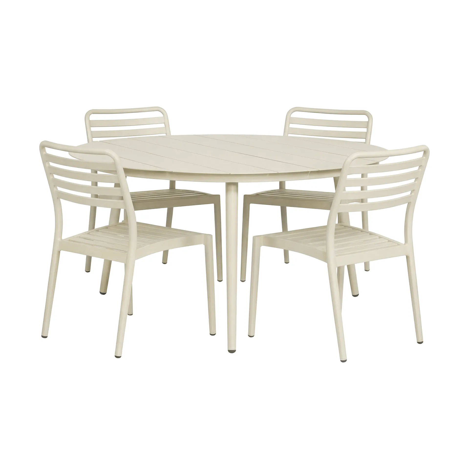 Marsala Esstisch Ø140 cm + 4 Stück Messina Stuhl, Off white,  1898