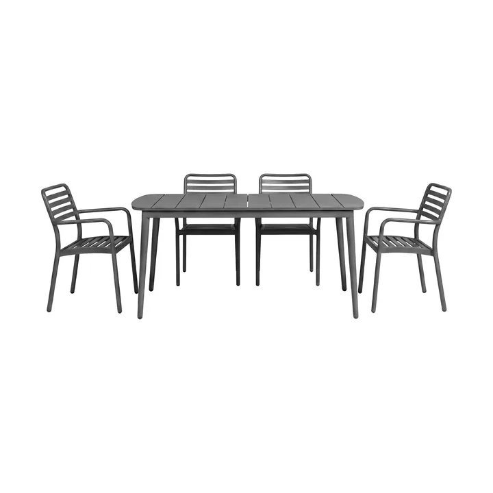 Marsala Esstisch 152x90 cm + Messina Armlehnstuhl 4 St., Anthracite - 1898