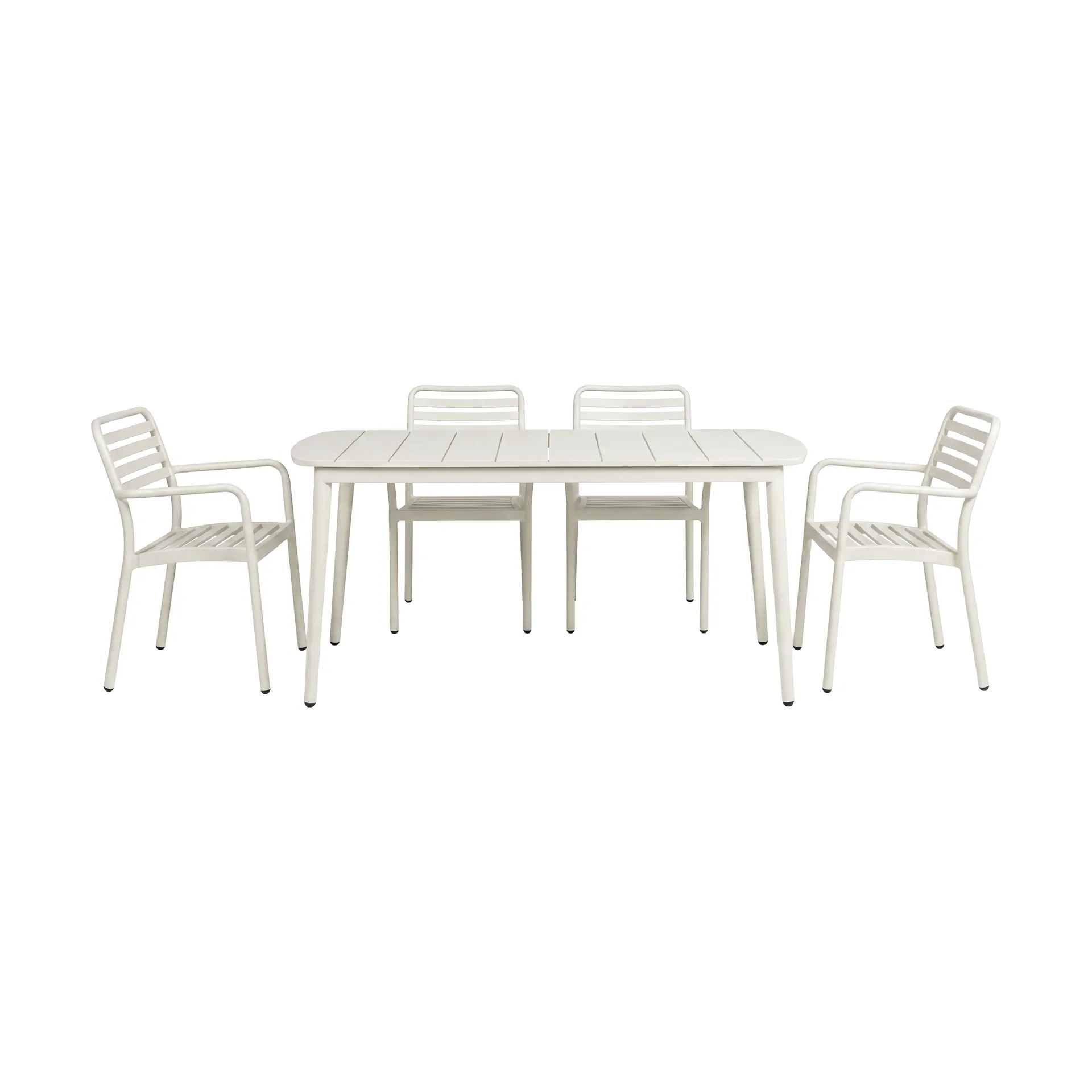 Marsala Esstisch 152x90 cm + Messina Armlehnstuhl 4 St., Off white,  1898