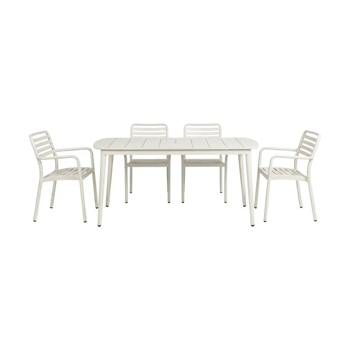 Marsala Esstisch 152x90 cm + Messina Armlehnstuhl 4 St., Off white - 1898