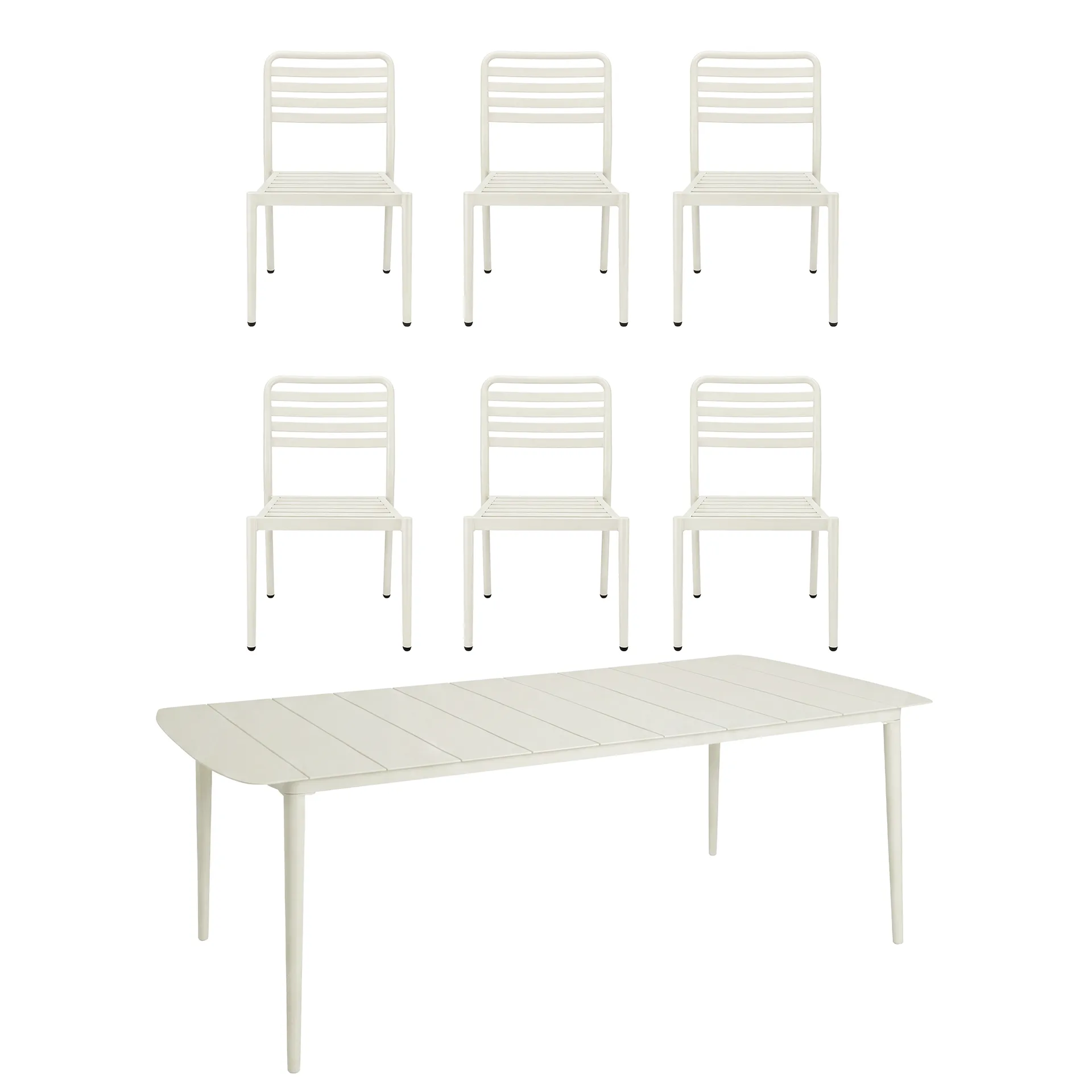 Marsala Esstisch 208x100 cm + Messina Stuhl 6 St., Off white,  1898