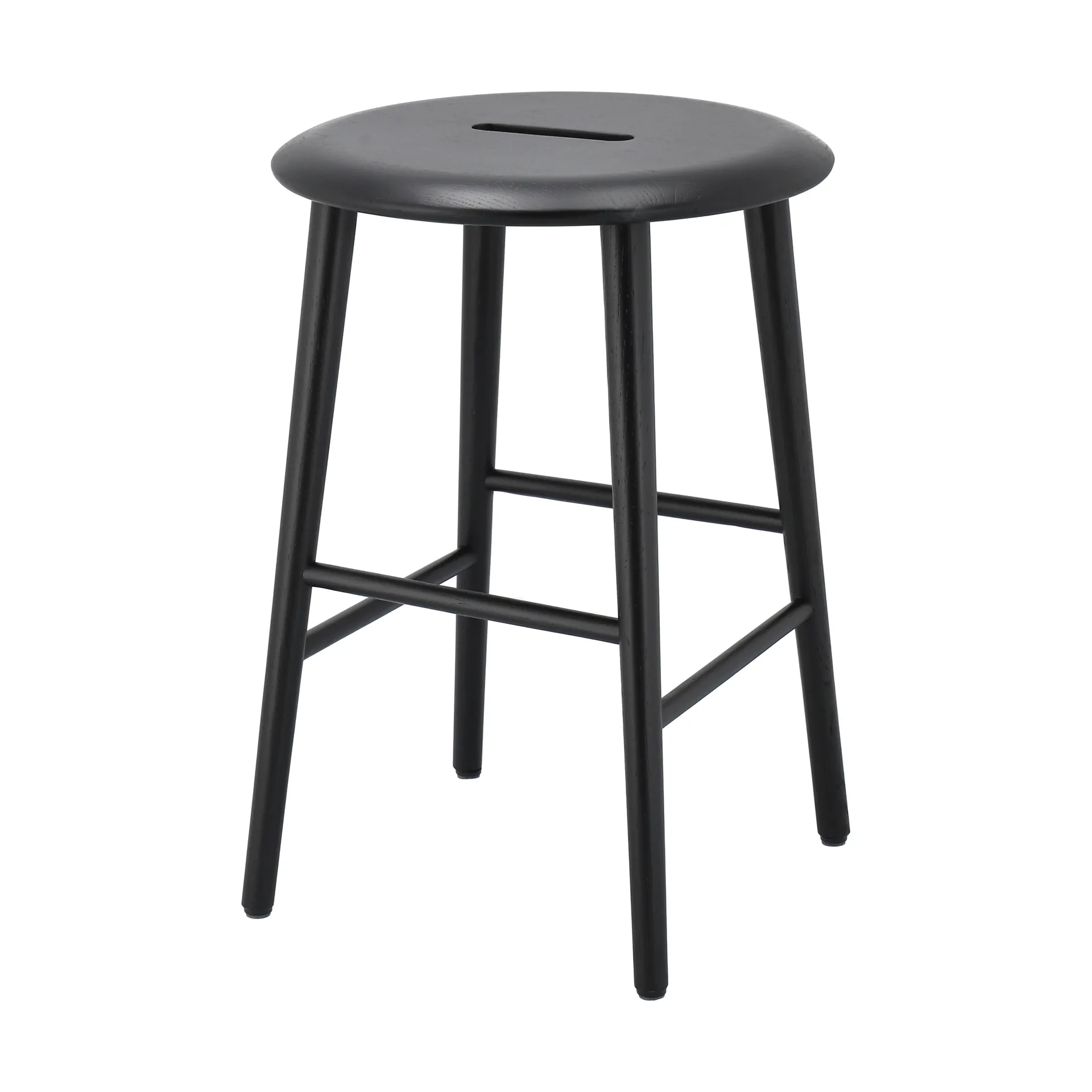 Norrabo runder Hocker 53 cm, Schwarz lackierte Eiche, Ø38x53 cm 1898