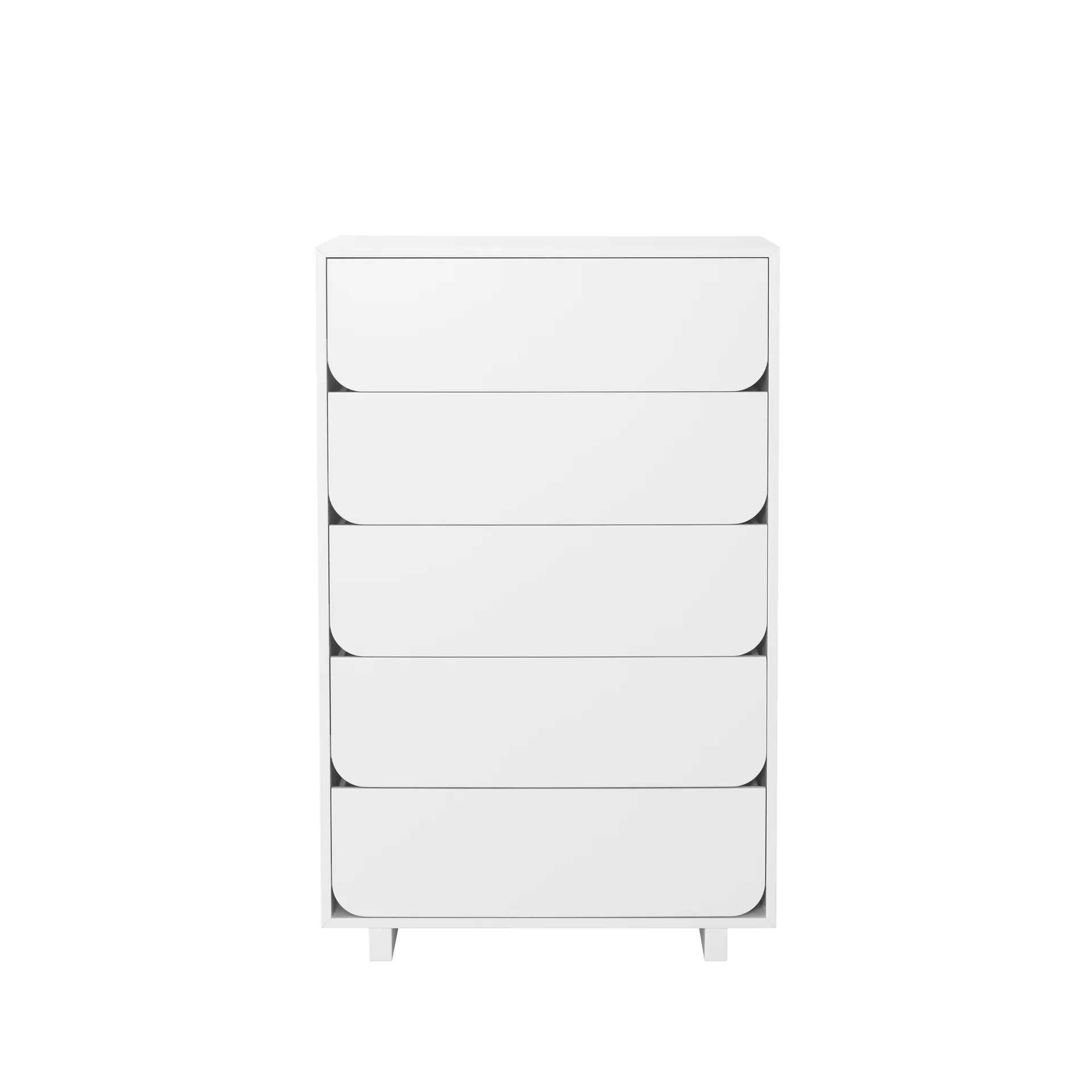 Vidja hohe Kommode, Weiß lackiert, 5 Schubladen 1898