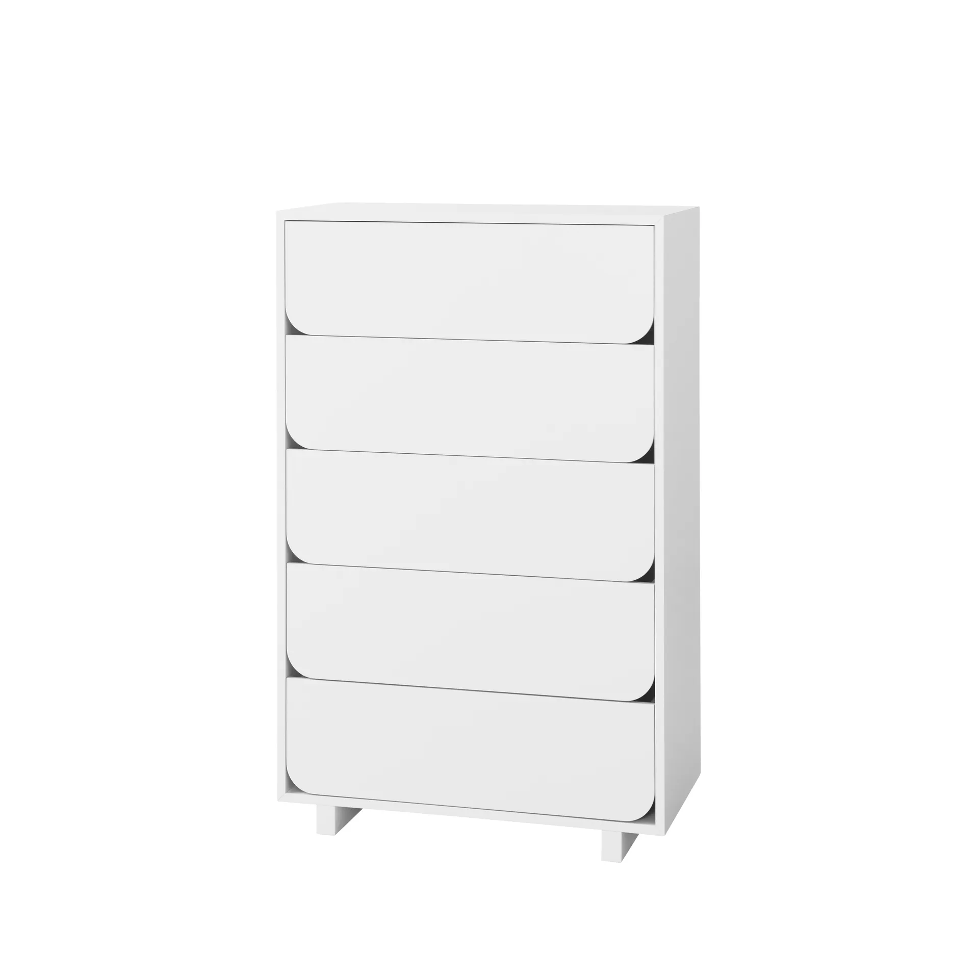 Vidja hohe Kommode, Weiß lackiert, 5 Schubladen 1898