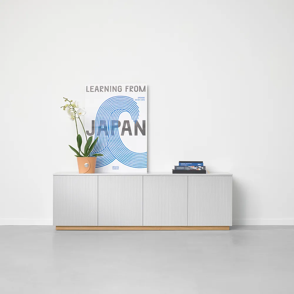 Beam Sideboard, Hellgrau, Eichengestell weiß geölt A2