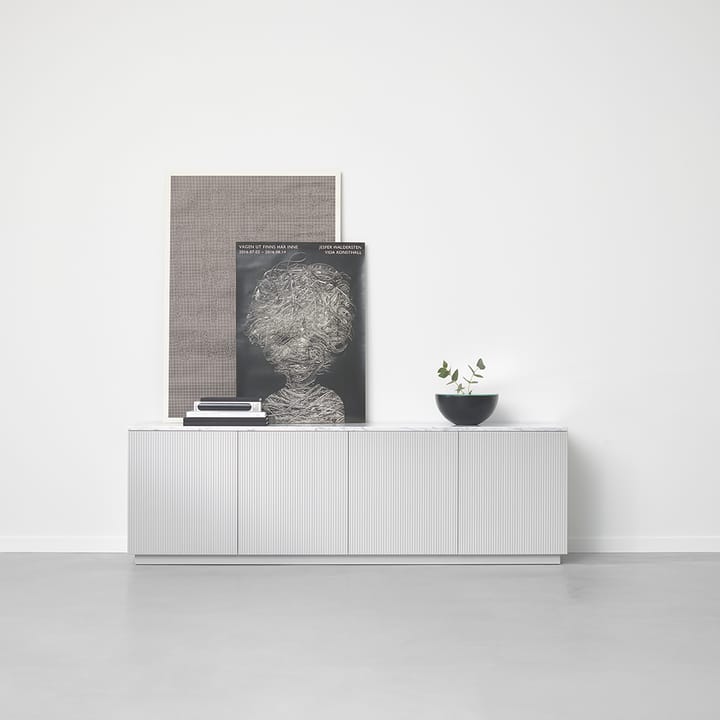 Beam Sideboard, Hellgrau, Gestell hellgrau, Platte aus Carrara-Marmor A2