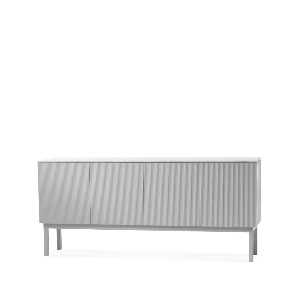 Beam Sideboard, Hellgrau, Gestell hellgrau, Platte aus Carrara-Marmor A2