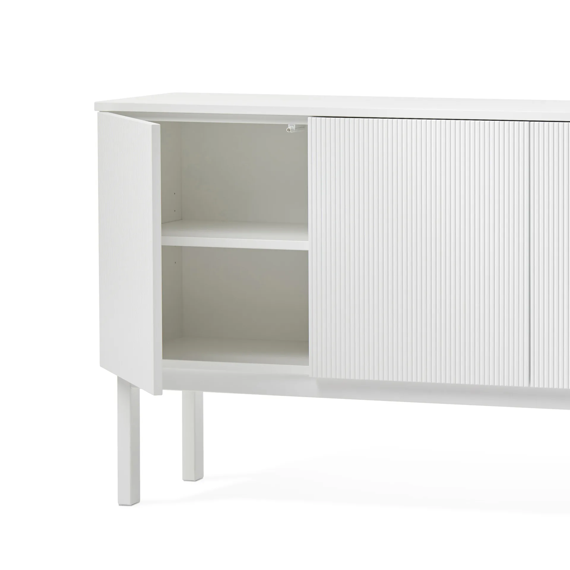 Beam Sideboard, Weiß lackiert, Sockel Eiche geölt A2