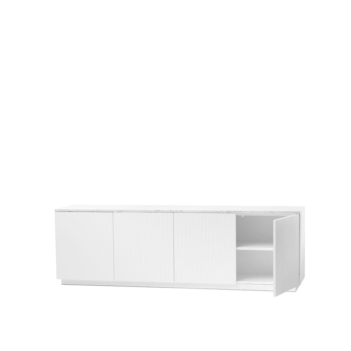 Beam Sideboard - Weiß lackiert, weißer Sockel,Deckplatte aus Carrara-Marmor - A2