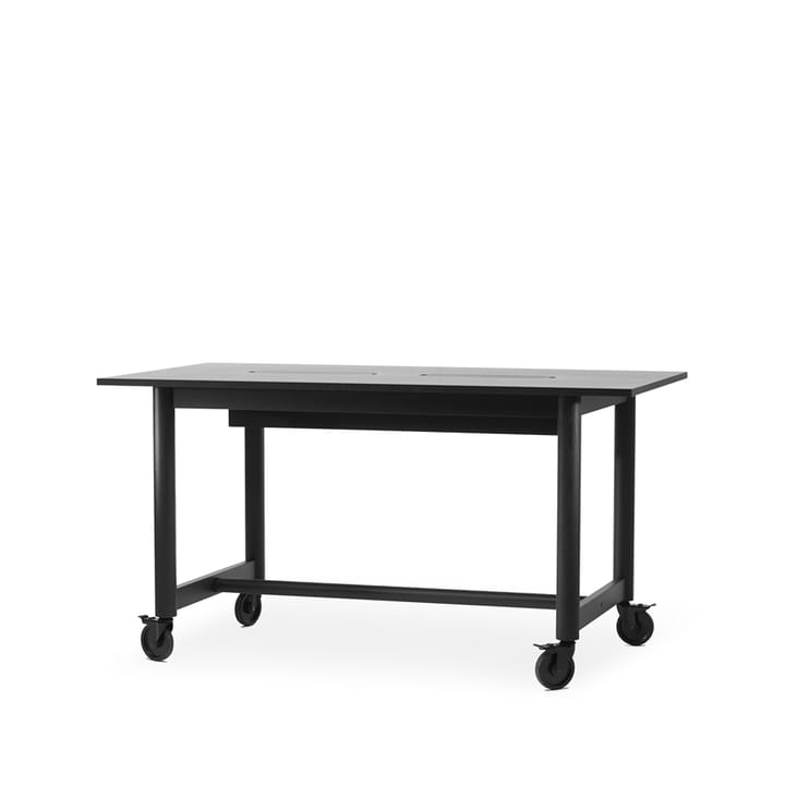Connect Schreibtisch - Schwarz gebeizte Eiche-schwarze Rollen-h90 - A2